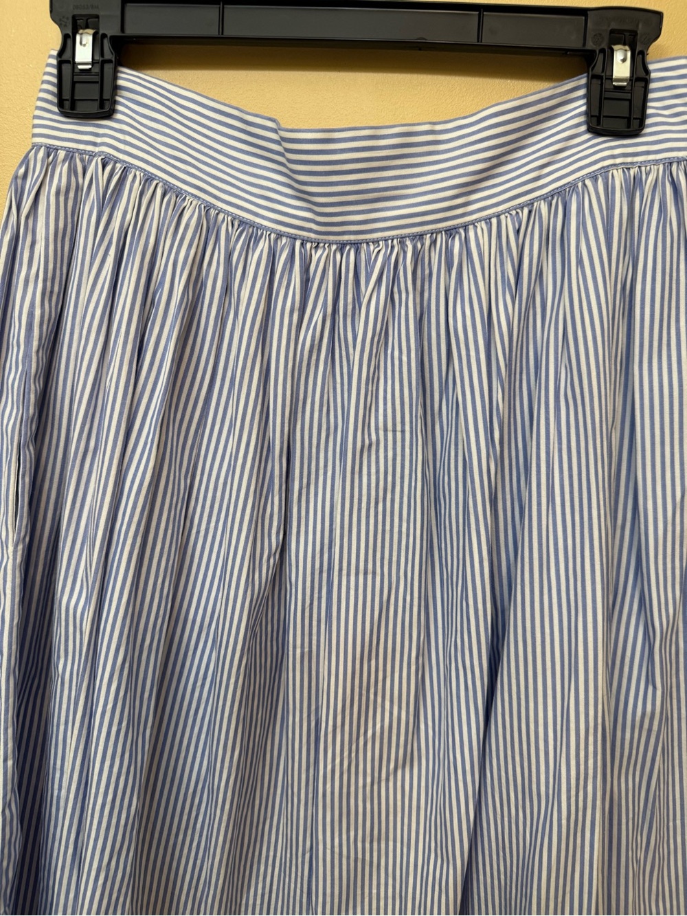 Ralph Lauren Blue and White Striped Button-Front Midi Skirt - Picture 8 of 8